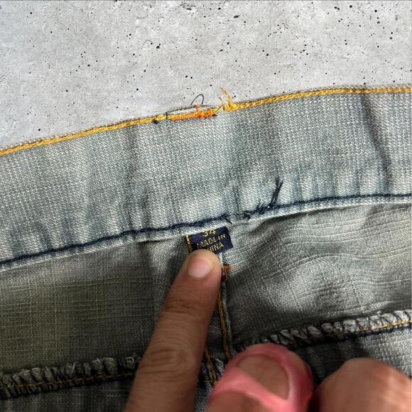 Karl Kani Gold Capri Pants Mens Streetwear Hip Hop Denim‎ Pocket Stripe Size 34 - Picture 5 of 9